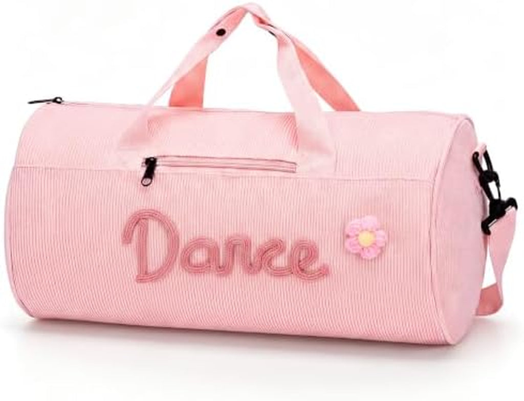 Corduroy Dance Tote Bag - Embroidered Dance Bag, Pink