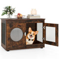 Dog Crate End Table, Farmhouse Style 2-in-1 Kennel, Rustic Brown