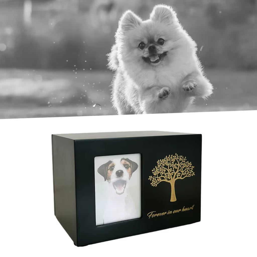 Wooden Pet Cremation Urn with Photo Frame, Dog & Cat Ashes Box – image 2