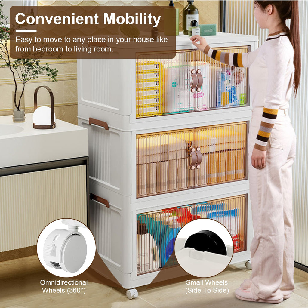 Storage Bins, Foldable 3-Pack with Lid, Wheels and Magnetic Doors – image 9