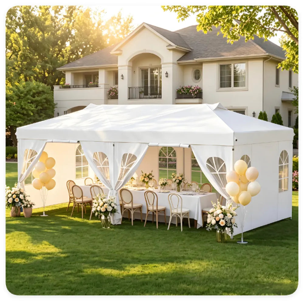 10 x 20 ft Pop Up Canopy Tent with Sidewalls, 3 Height Settings – image 1
