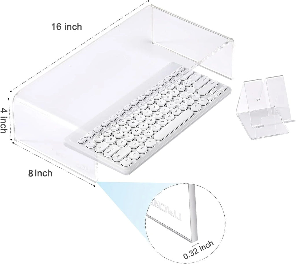 Acrylic Monitor Stand Clear Desk Riser with Phone Holder – image 3