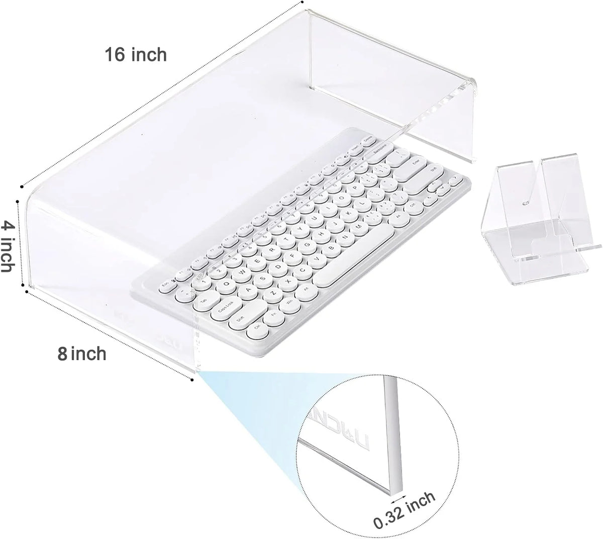 Acrylic Monitor Stand Clear Desk Riser with Phone Holder – image 3