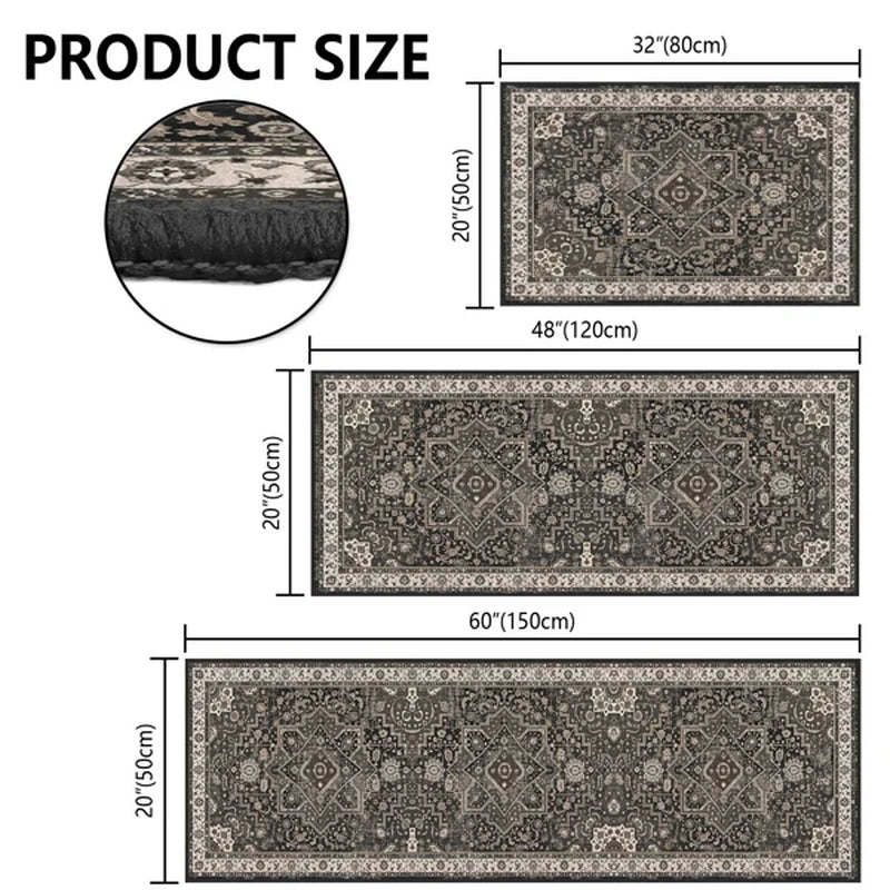Kitchen Rug Set of 3, Washable Boho Non-Slip Rugs and Runner – image 8
