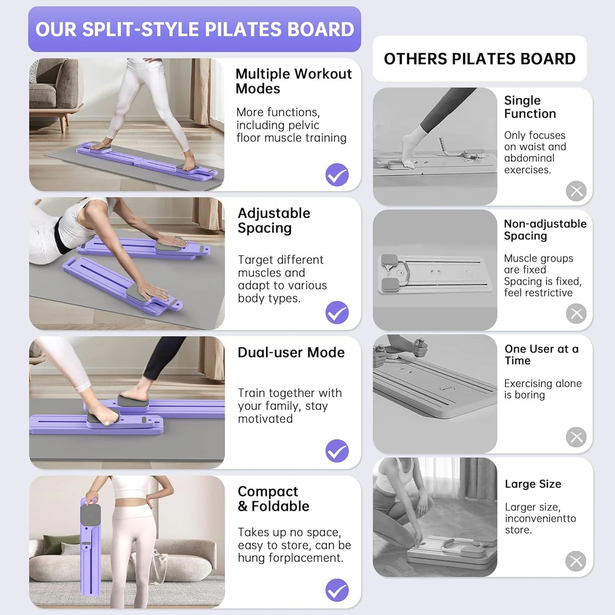 Pilates Reformer Board 7-in-1, Foldable Home Workout Set with Bands – image 4
