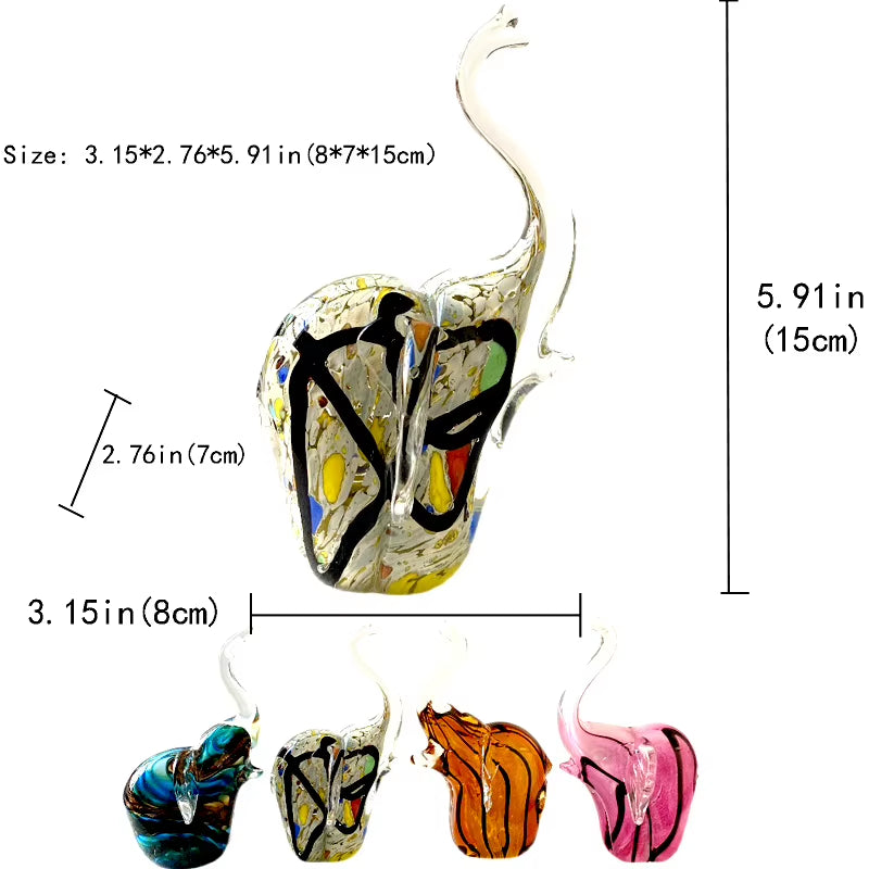 Hand Blown Glass Elephant Figurine, Crystal Table Sculpture – image 7