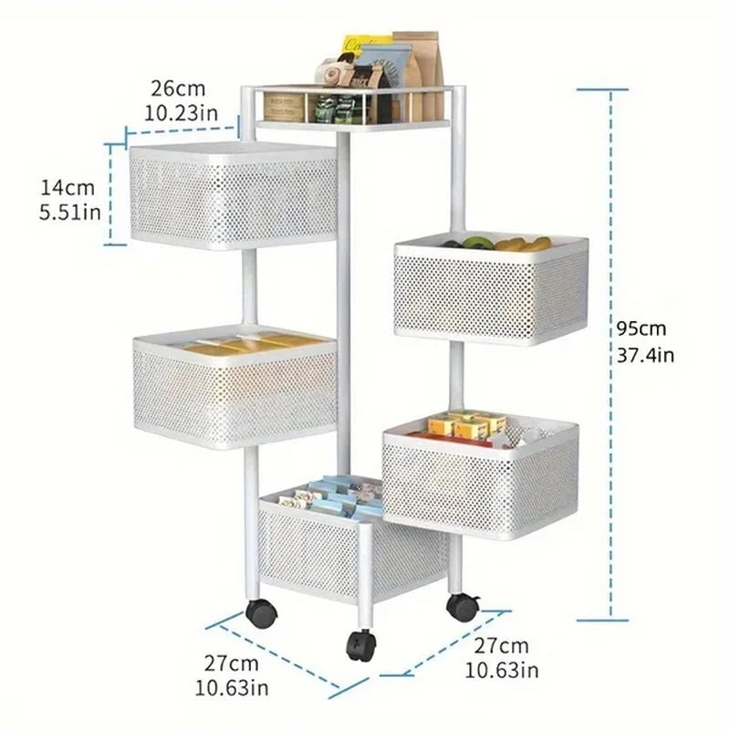 5-Tier Rotating Kitchen Storage Rack with Wheels – image 3