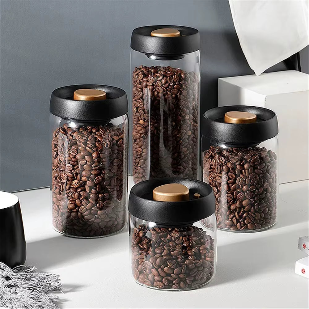 Coffee Canister - Airtight Glass Vacuum-Seal Bean Storage Jar – image 2