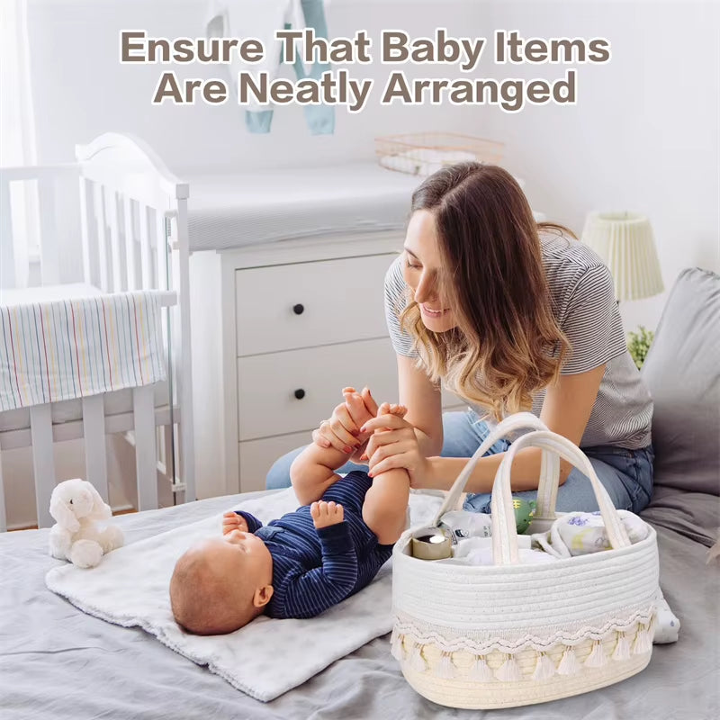 Foldable Cotton Rope Diaper Caddy Organizer Basket – image 3