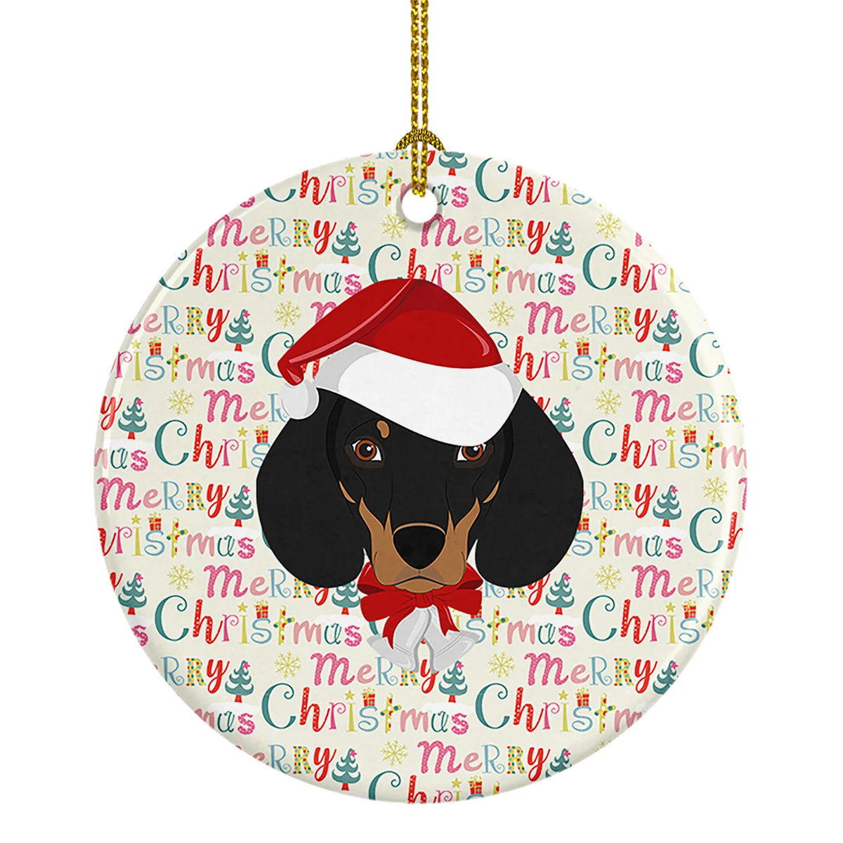 Dachshund Christmas Ornament – Ceramic Merry Christmas Keepsake