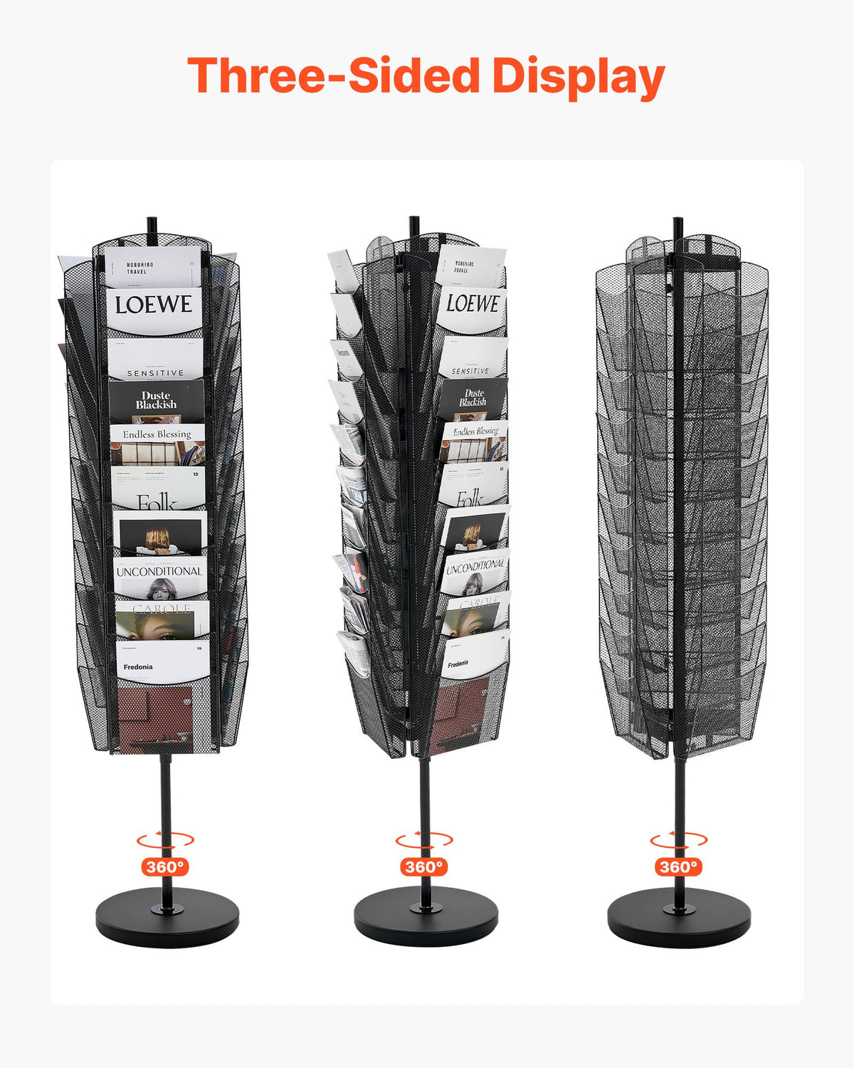 Rotating 30-Pocket Mesh Literature Rack, 360° Spinning Brochure Stand – image 4