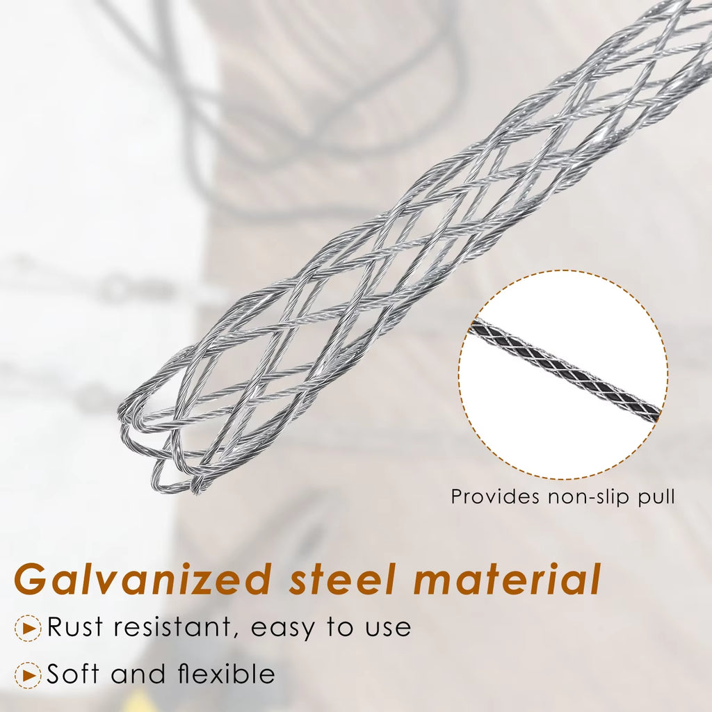 Electrician Cable Pulling Grip, Stainless Steel Mesh Wire Sock 2-Pack