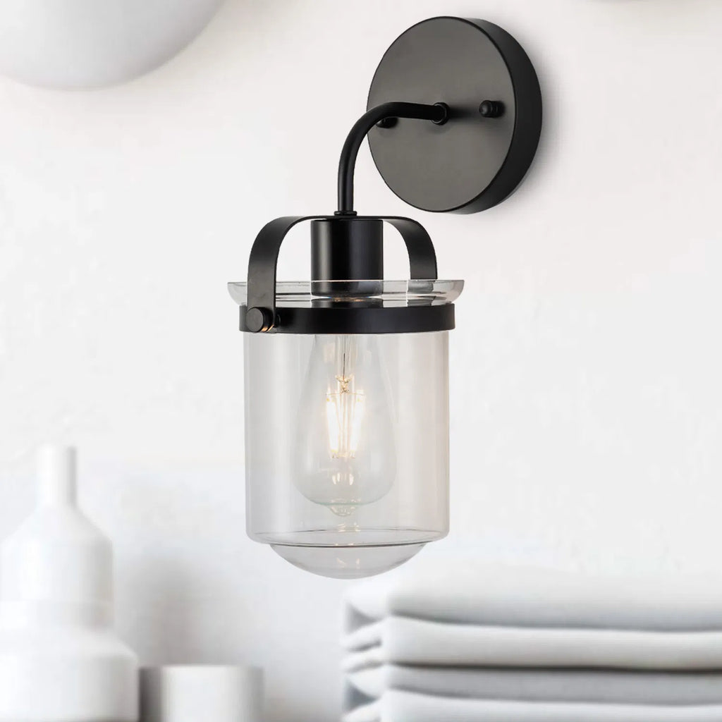 Modern 1-Light Wall Sconce with Clear Glass Globe Shade