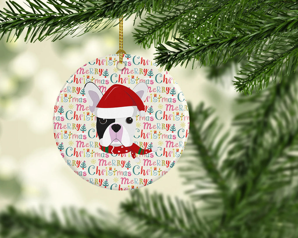 French Bulldog Merry Christmas Ceramic Ornament – image 2