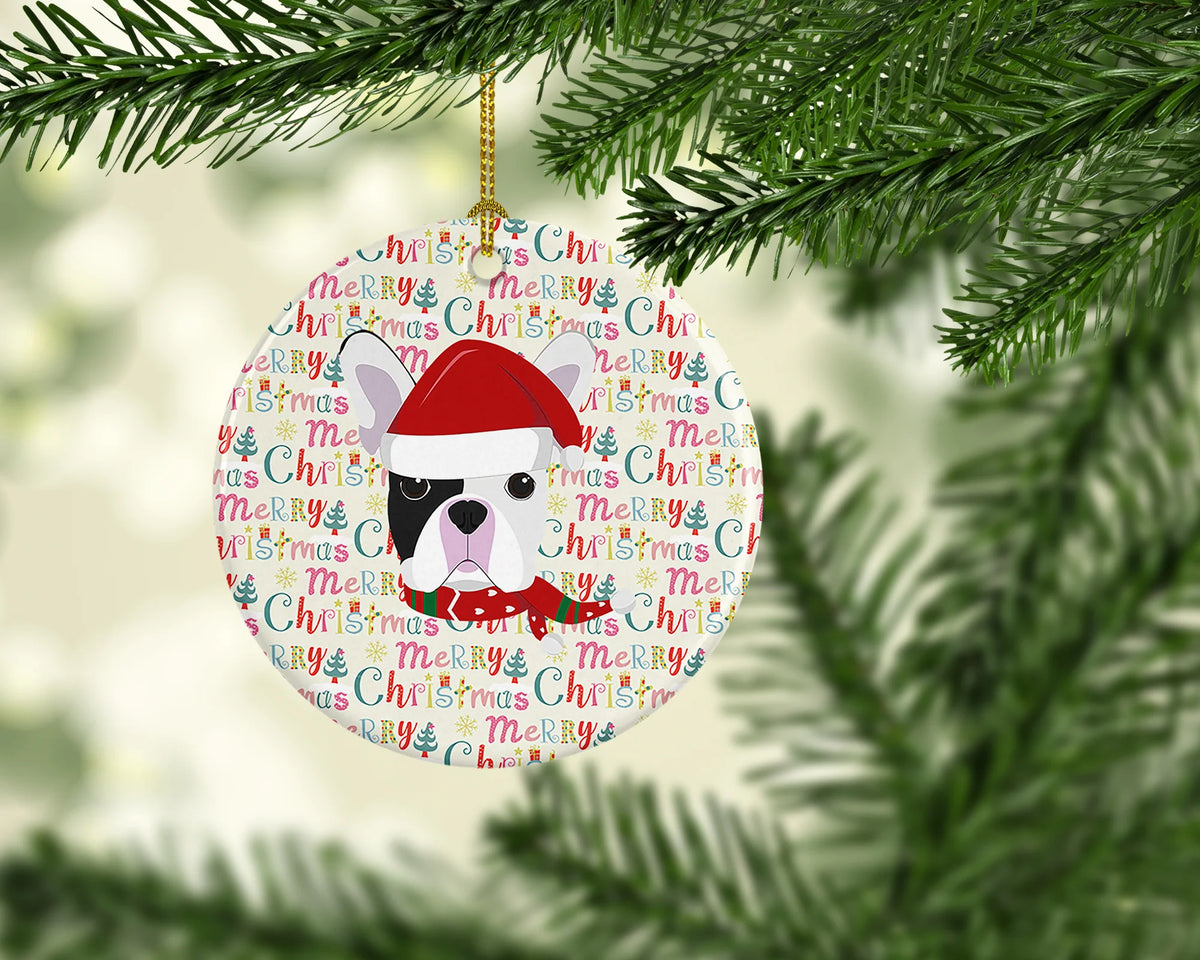 French Bulldog Merry Christmas Ceramic Ornament – image 2