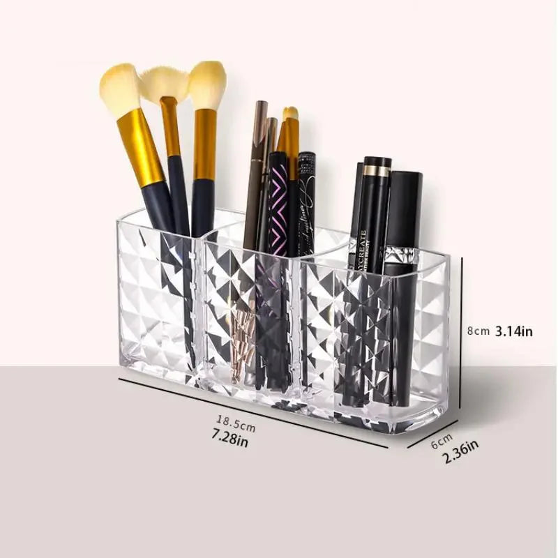 Makeup Organizer – Clear Acrylic Brush Holder with Compartments – image 3