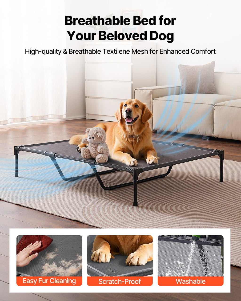 Elevated Dog Bed XL Raised Dog Cot with Metal Frame – image 3