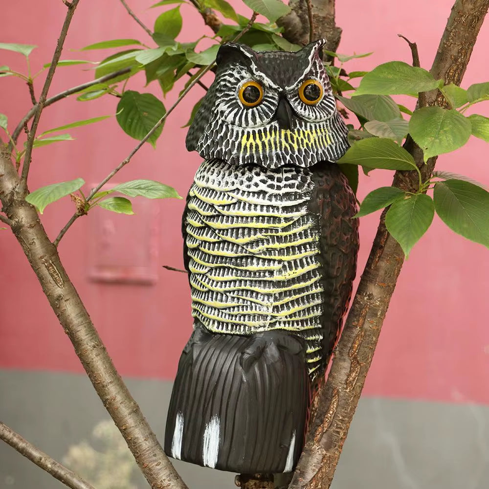 Owl Decoy with Rotating Head, Garden Bird Deterrent Statue – image 4