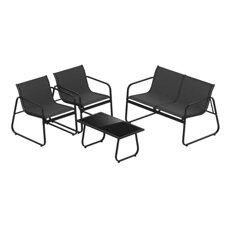 4-Piece Outdoor Conversation Set with Loveseat and Glass Table