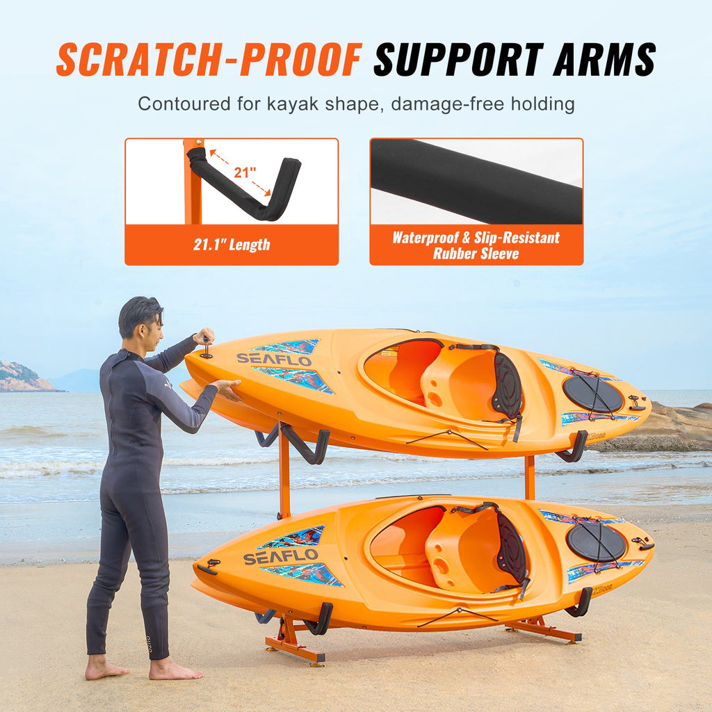 Freestanding Kayak Storage Rack for 4 Kayaks, Adjustable Width, 220 lb – image 4