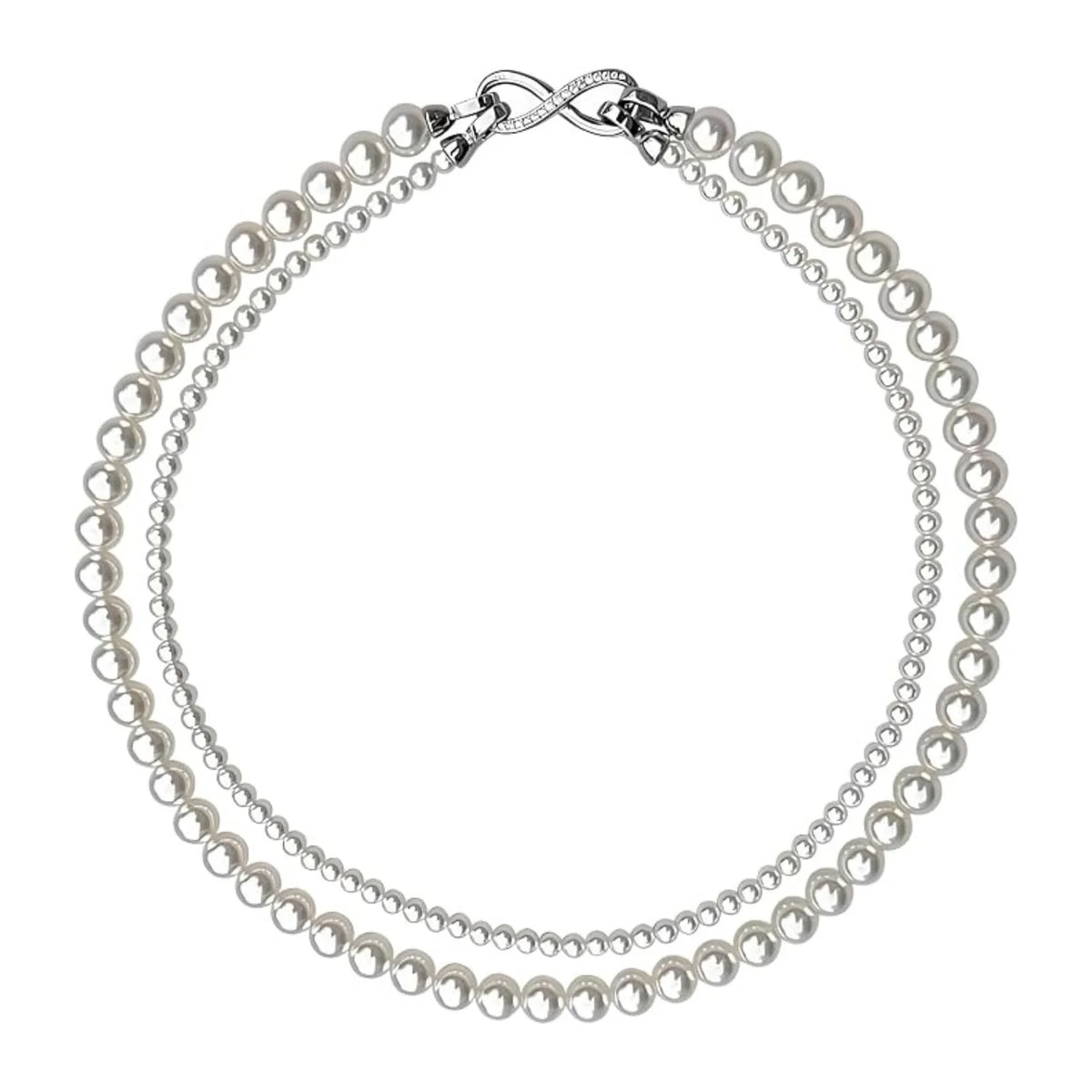 Double Layer Pearl Necklace - Sterling Silver with Gift Box – image 5