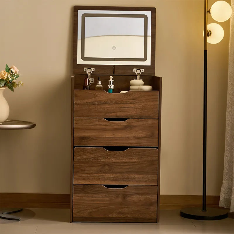 3-in-1 Flip Top Mirror Vanity Desk with Glass Top and LED Lights – image 5
