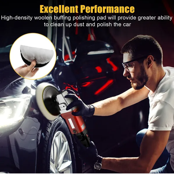 Wool Buffing Pad Kit – 5 Pc 6 in Polishing Pads with Drill Adapter – image 4