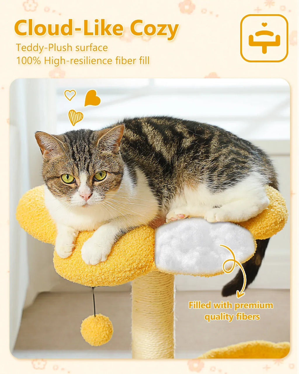 Flower Cat Tree with Large Hammock and Sisal Scratching Posts – image 13