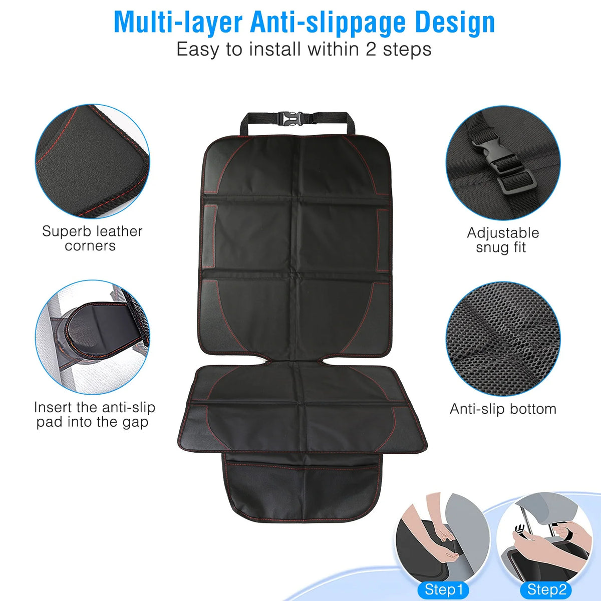 Car Seat Protector 2 Pack Padded Mat with Mesh Storage Pockets – image 8