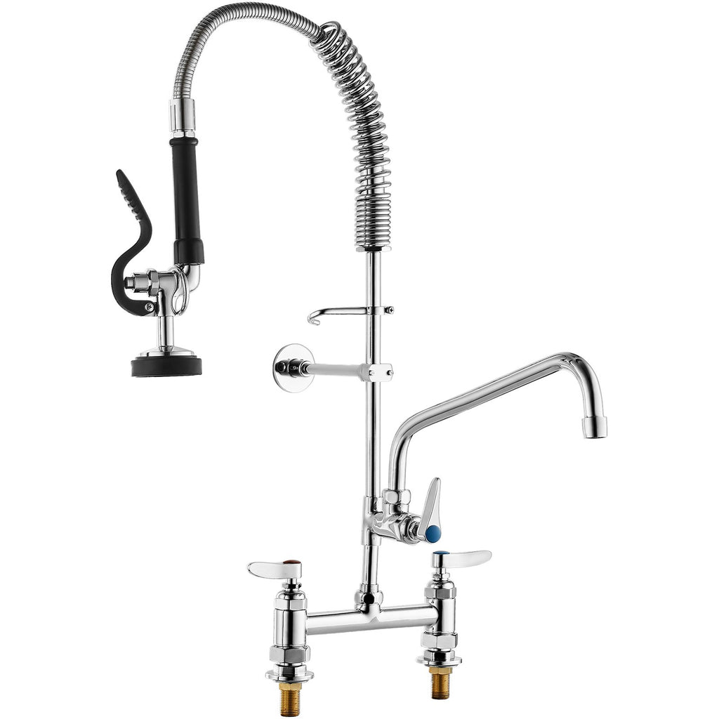 Commercial Pre-Rinse Kitchen Faucet, 26 in Deck Mount, 8 in Center, 12 in Spout – image 2