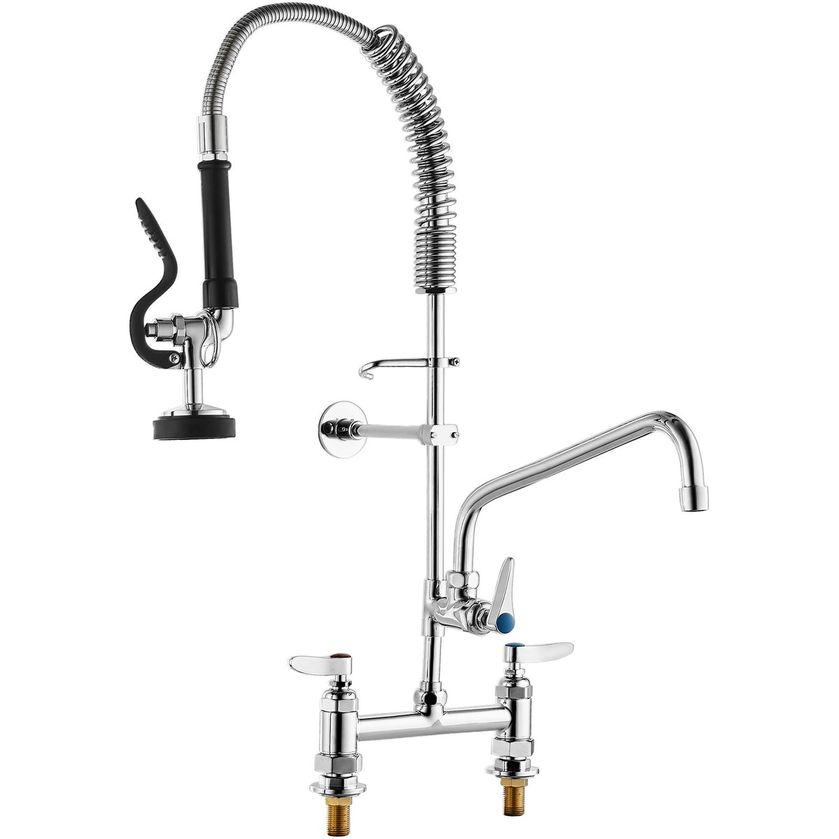 Commercial Pre-Rinse Kitchen Faucet, 26 in Deck Mount, 8 in Center, 12 in Spout – image 2