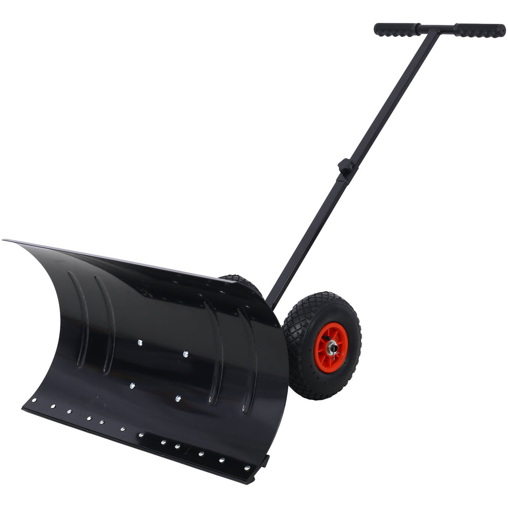 Snow Shovel with Wheels – 29 in Blade Snow Pusher, 10 in Wheels