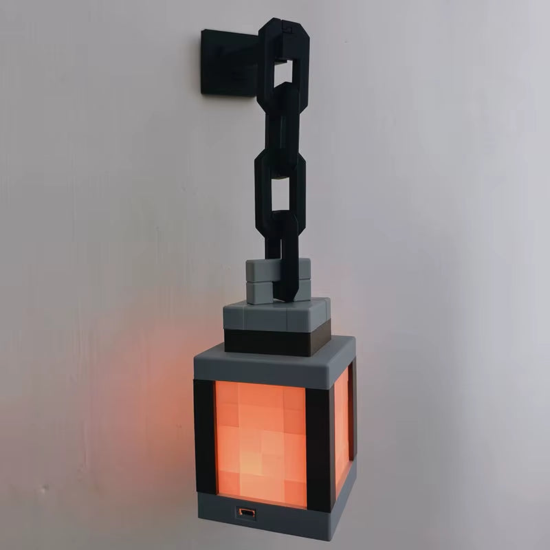 Pixel Lantern Night Light - Rechargeable Retro Game Style LED Room Decor Lamp