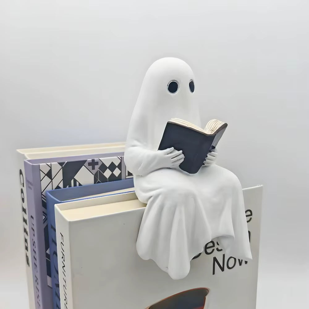 Little Ghost Reading Resin Ornament – image 2