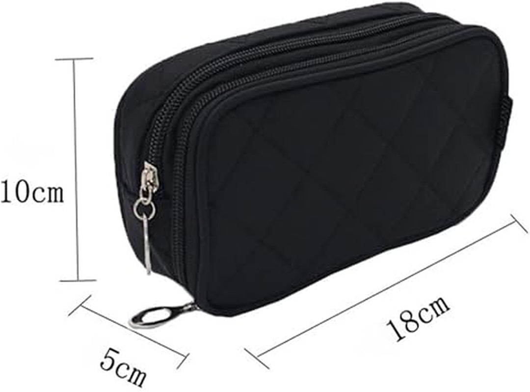 Makeup Bag, Black Geometric Nylon Zipper Cosmetic Pouch – image 4
