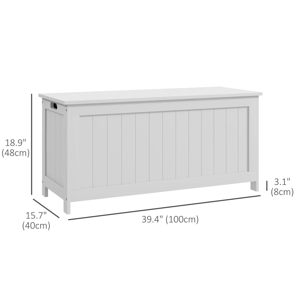 Storage Trunk Bench with Safety Hinges and Side Handles, White – image 3