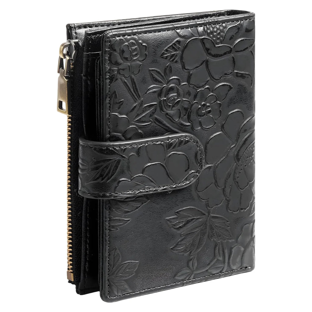 Trifold Wallet for Women, RFID Blocking Embossed Faux Leather