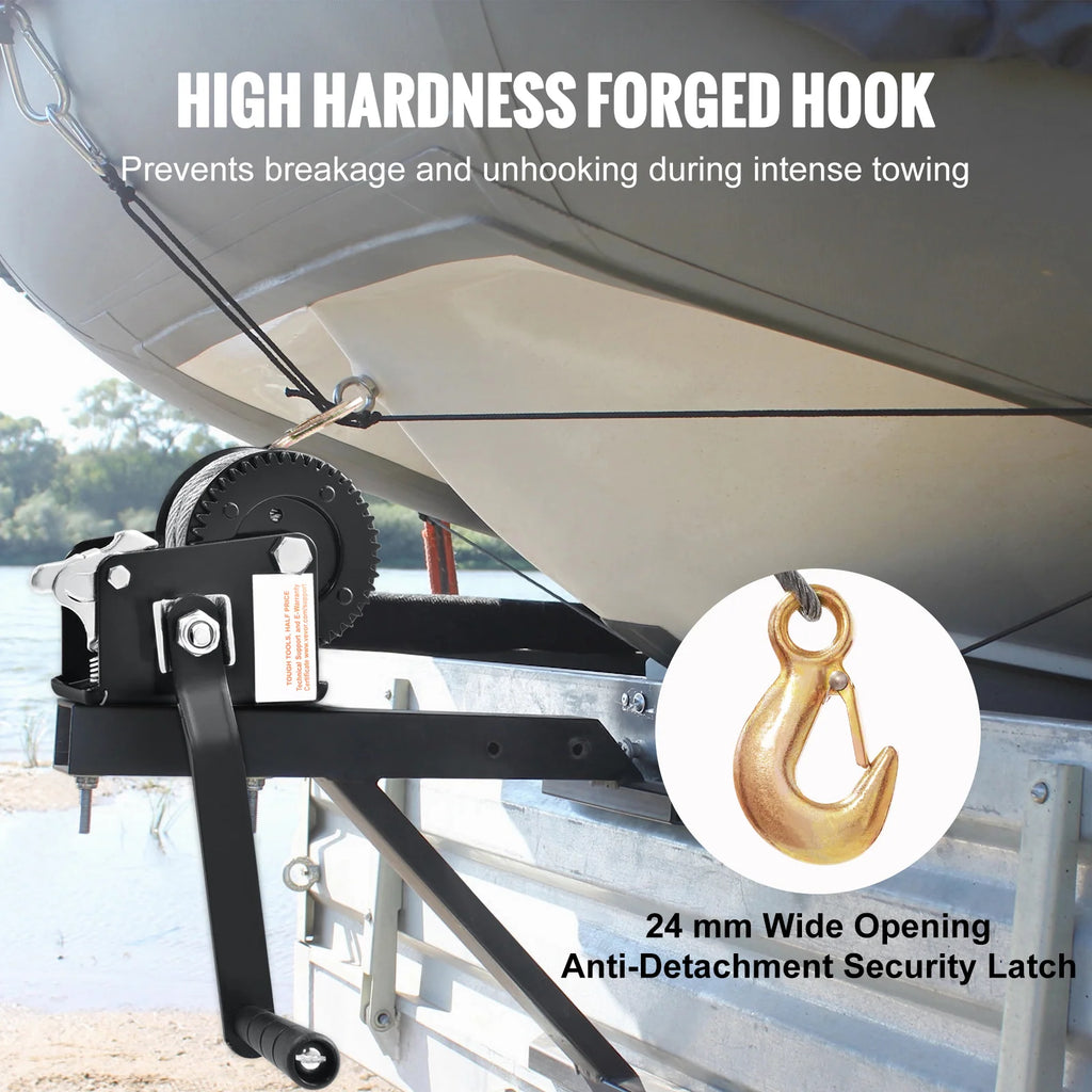 800 lb Hand Crank Boat Trailer Winch with 33 ft Cable – image 4