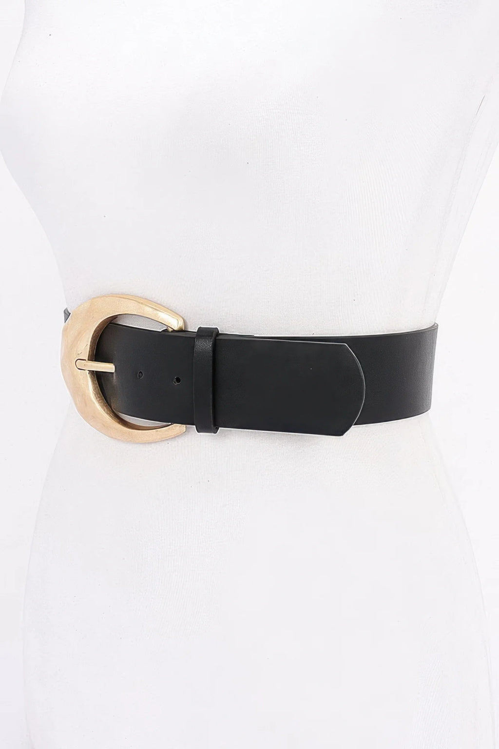 Wide Faux Leather Belt with Metal Buckle, 2 in x 39.5 in – image 2
