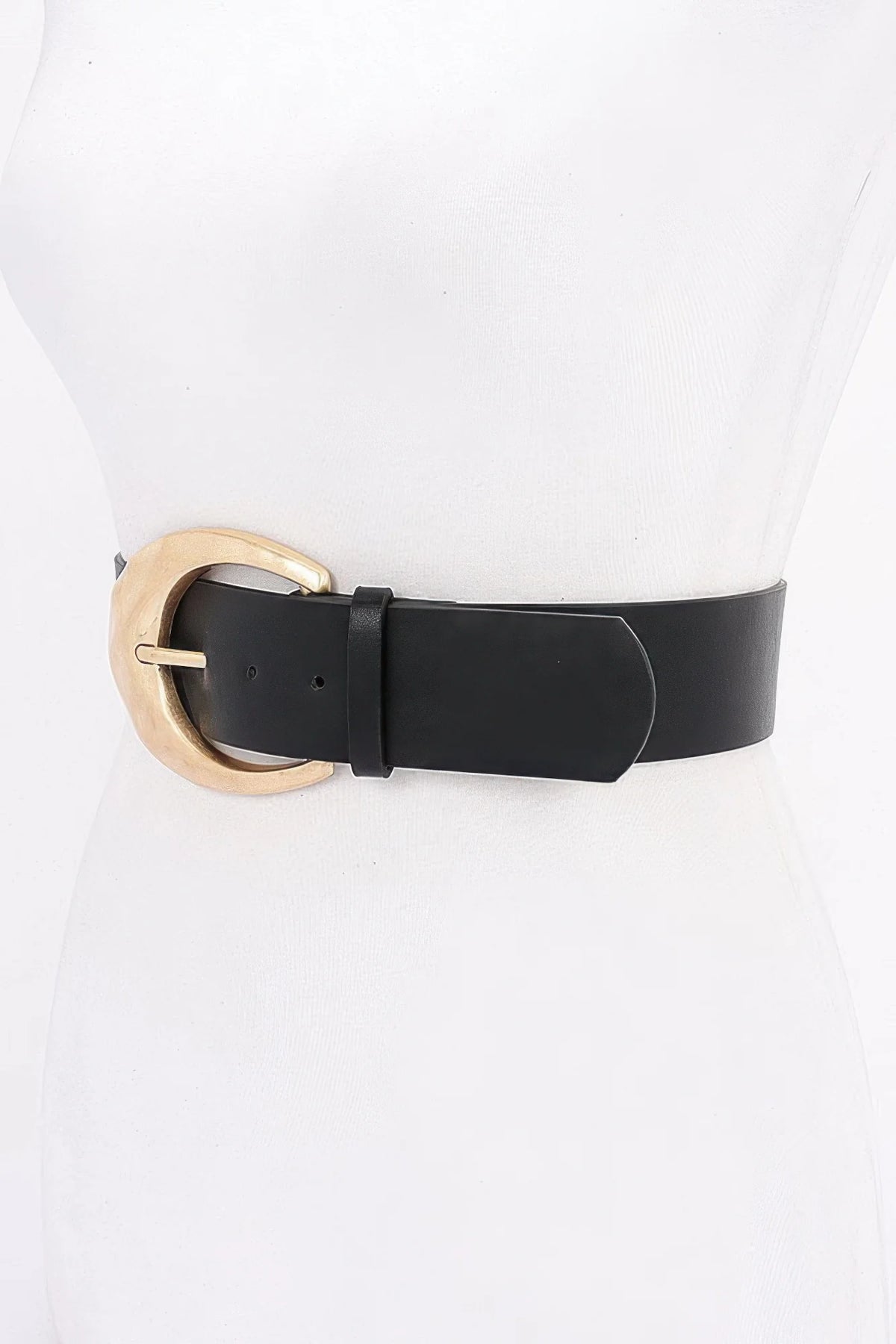 Wide Faux Leather Belt with Metal Buckle, 2 in x 39.5 in – image 2