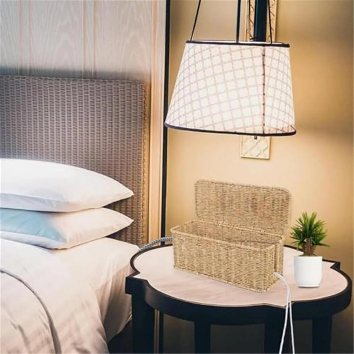 Cable Management Box, Handwoven Rattan Cord Organizer – image 4