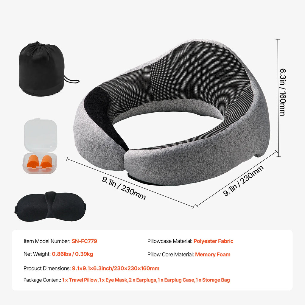 Travel Neck Pillow, Memory Foam with Eye Mask & Earplugs – image 7