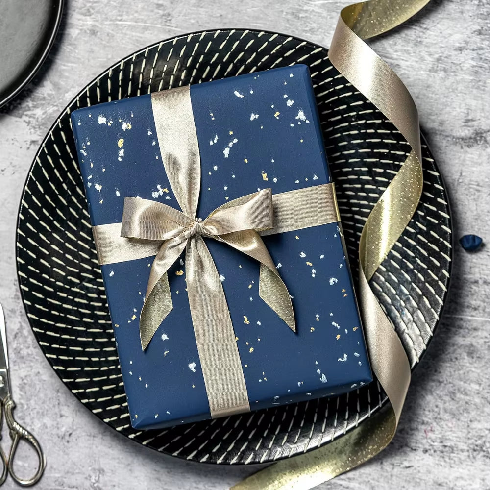 Navy & Gold Foil Gift Wrapping Paper Roll – image 6