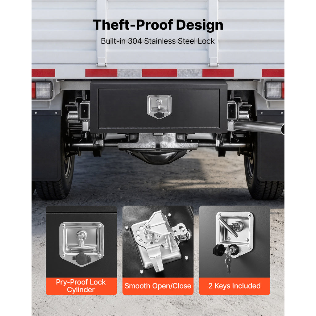 Underbody Truck Tool Box 27 x 10 x 10 in, Locking Steel Trailer Box – image 4
