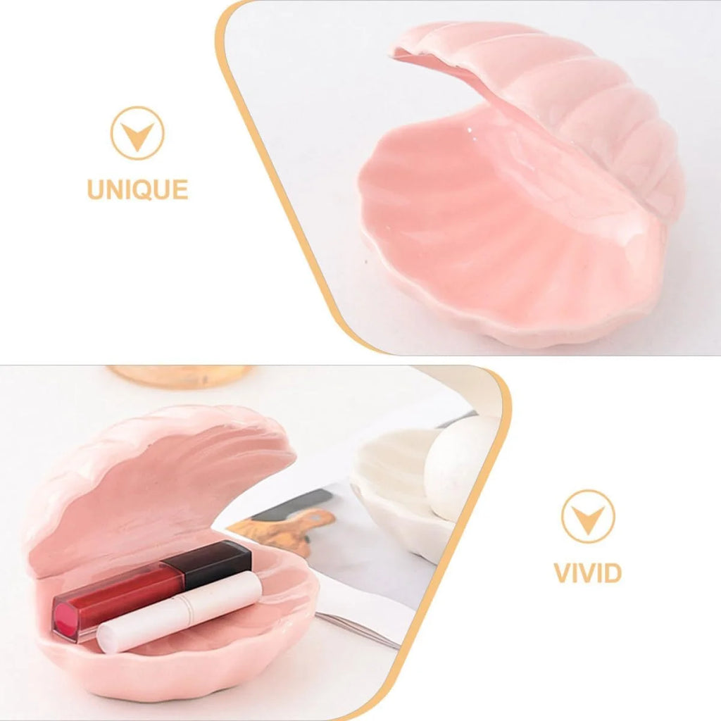 Pink Shell Jewelry Box - Ceramic Ring Dish with Lid – image 3