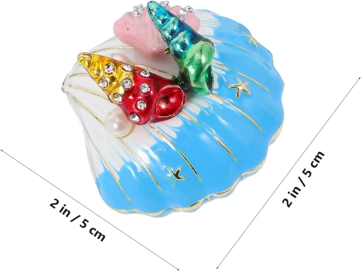 Seashell Trinket Box – Zinc Alloy Jewelry Box, Ocean Decor Gift – image 2