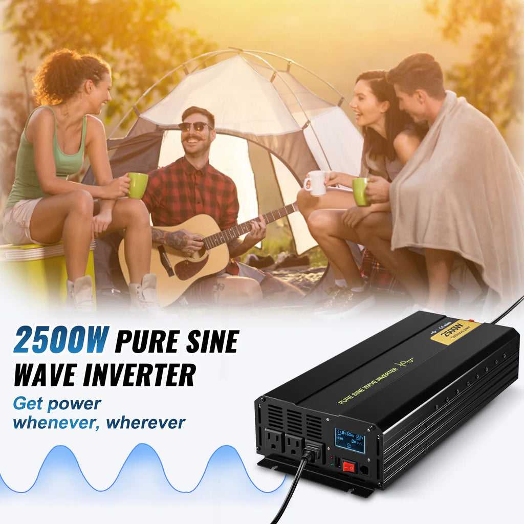 Pure Sine Wave Power Inverter 2500W – 12V DC to 120V AC with Remote – image 2