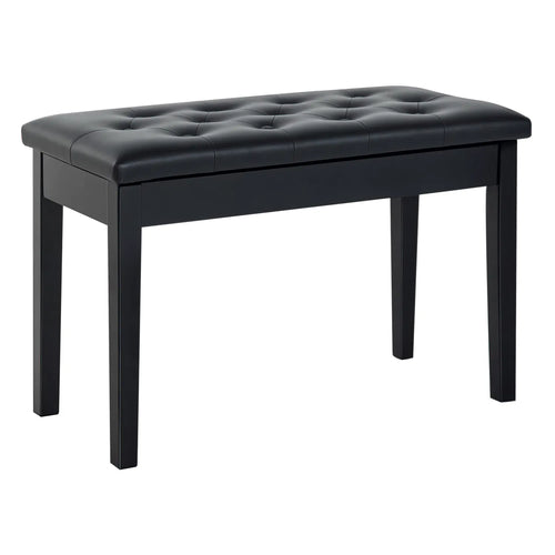 30-Inch Padded Piano Bench with Music Storage – Black