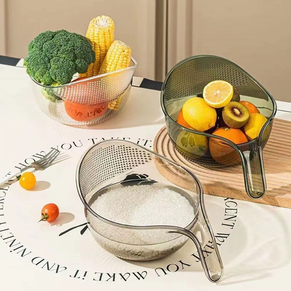 Rice Washing Bowl with Side Drainer, Colander for Fruit and Beans – image 4