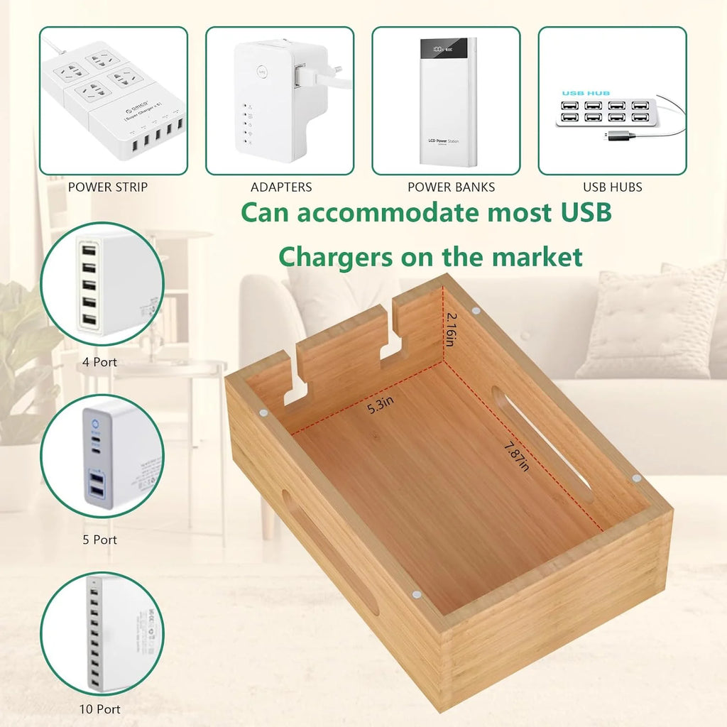 Bamboo Charging Station Organizer for Phones, Tablets & Watches – image 2